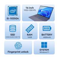 2025 Gisen DS160I5 Laptop Laptop Laptop, komputer Notebook layar IPS 16 inci 1920*1200 Intel Core I5-1035G4 16GB + 128GB 256GB 1TB Win11