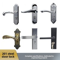 Serrure de porte intérieure en acier inoxydable 201 pour chambre à coucher, modèle FM-A-201, poignée universelle silencieuse compatible avec le bois massif, fabriquée en Chine