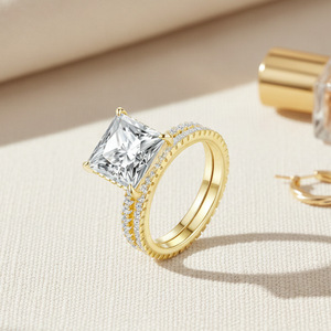 Bague de Fiançailles de Luxe pour Femme en Argent Sterling S925, Moissanite Taille Princesse Entièrement Pavée, Tendance 2026 - Product Image 5