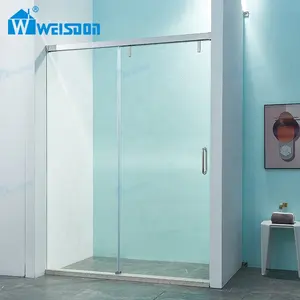 Weisdon thẳng thép không gỉ trượt vòi hoa sen cửa với đệm Tempered Glass đóng khung phòng tắm