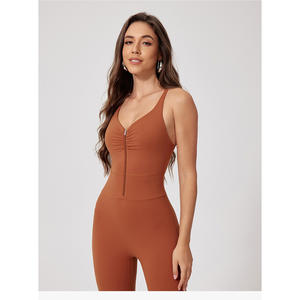 ชุดบอดี้สูทออกกำลังกายแบบรัดรูป แห้งเร็ว สัมผัสนุ่มเหมือนผิวเปลือย มีซิป เหมาะสำหรับวิ่ง ฟิตเนส โยคะ - Product Image 1