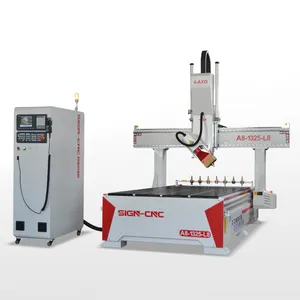 ماكينة CNC عالية الجودة ثلاثية الأبعاد بأربعة محاور لأعمال النجارة A8-1325-L8 مع رأس متأرجحة لمواد السطح، ماكينة تغيير أداة تلقائية