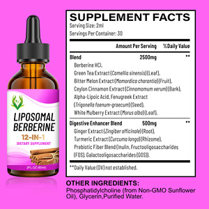 Tintura Líquida de Berberina Liposomal de Marca Privada 12 en 1, Suplemento para Apoyar el Metabolismo, el Colesterol y la Presión Arterial - Product Image 2