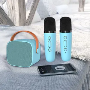 P2 Speaker Bluetooth nirkabel portabel, Speaker Karaoke gigi biru, nirkabel portabel, soundbar bernyanyi hadiah, Speaker Mini 6W, mikrofon, suara Surround HIFI dengan mikrofon