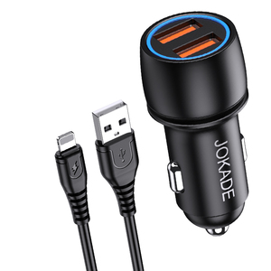 Cargador de coche Jokade 2xUSB con cable de carga rápida para teléfonos - Product Image 3