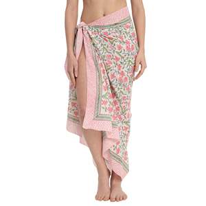 Nouveau sarong en coton imprimé à la main pour femmes, léger, idéal comme paréo de bikini, pour la plage et les vacances d'été - Product Image 5