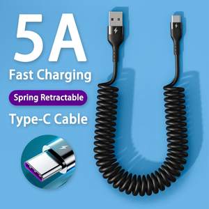 สาย5A 66W USB Type C ถึง Type C แบบสปริงดึงได้อย่างร<span class=keywords><strong>ว</strong></span>ดเร็<span class=keywords><strong>ว</strong></span>สายชาร์จสำหรับ Xiaomi redmi Samsung <span class=keywords><strong>OPPO</strong></span> Huawei HUAWEI USB C ข้อมูลรถยนต์ - Product Image 2