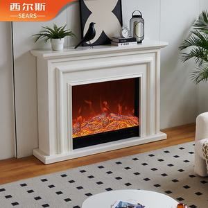 इनडोर सजावटी रिमोट इन्फ्रारेड एलईडी फ्लेम इलेक्ट्रिक फायरप्लेस कोर व्हाइट फॉक्स वुडन सराउंड फायरप्लेस टीवी स्टैंड मेंटल - Product Image 6