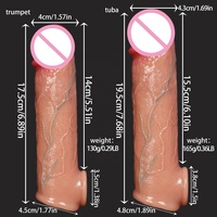 Fernbedienbare Realistische Hautähnliche Hohle Penishülle Vibrator Verlängerung Penishüllen Wiederverwendbare Hülle Kondom Männlicher Penisring für Männer