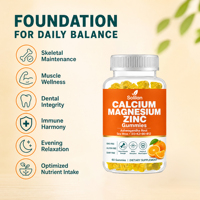 Complément alimentaire en vitamine C en gros, marque Solilan, OEM ODM, soutient le système digestif, gommes au calcium, au magnésium et au zinc pour des os solides