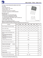 Redresseur à pont monophasé GBU1004 400V 10A à isolation en verre, boîtier traversant, 100% original et traçable, pour alimentation électrique