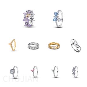 Anillo <span class=keywords><strong>de</strong></span> Plata Pura Pan Family, Nuevo Estilo, Simple, con Flores y Mariposas, Ligero y Lujoso, Accesorio <span class=keywords><strong>de</strong></span> Lujo, Regalo <span class=keywords><strong>de</strong></span> Cumpleaños y Año Nuevo - Product Image 1