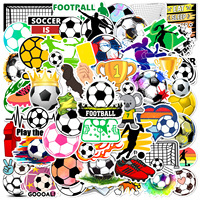 50 autocollants créatifs en vinyle brillant découpés à la forme de ballon de football, écologiques, 4-8 cm, imperméables pour ordinateurs portables, bagages, bouteilles d'eau