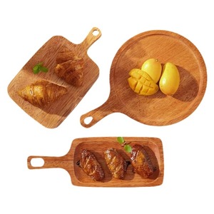 Plateau de service en bois de style japonais avec poignée, couleur bois naturel, pour fruits, pain, pizza, usage domestique - Product Image 5
