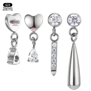 Boucles d'oreilles pendantes minimalistes en titane G23 ASTM F136, bijoux de piercing en forme de goutte d'eau - Product Image 4