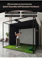 PGM Kit complet de simulateur de golf d'intérieur à montage rapide, avec structure en acier, écran d'impact, résolution 1080p, 100 jeux virtuels