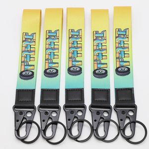 Custom Printed Short <b>Lanyard</b> with Leather End <b>Key</b> Ring Custom Polyester <b>Lanyards</b> <b>for</b> Outdoor Camping - Product Image 1