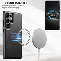 Coque de téléphone SUTENI pour Samsung S26 Ultra avec chargement magnétique sans fil, texture lisse effet cire, cuir synthétique de luxe pour Galaxy S25 Plus S24