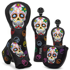 New Design Golf Blade Putter <b>Head</b> <b>Cover</b> Embroidery Skull Golf Headcover Putter Magnet Golf Putter <b>Cover</b> - Product Image 6