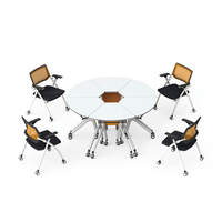 Table pliable de salle de formation de bureau de forme d'éventail de conseil de Mfc de conception moderne avec des roues