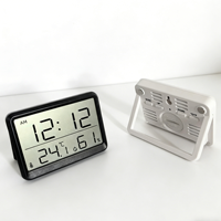 Horloge numérique d'intérieur ultra-mince à affichage LCD simple, double usage (à poser ou à accrocher), avec température, humidité et aimant, pour la maison