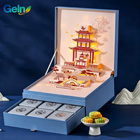Boîte cadeau de luxe personnalisée 3D pop-up pour gâteaux de lune avec tiroir, idéale pour l'emballage du Festival de la Mi-Automne