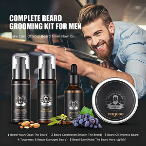 Set per la Cura della Barba 11 Pezzi, Shampoo, Siero per la Crescita, Balsamo, Spazzola, Pettine, Rullo, Forbici, Rasoio, Cura Quotidiana - Product Image 2