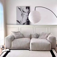 Canapé d'angle modulable Zayshine en velours côtelé crème, style nordique moderne, 2-3 places, pour salon, appartement ou villa, lavable