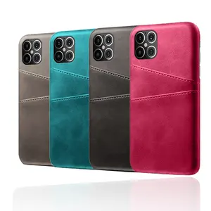 Funda de cuero PU para teléfono móvil, carcasa trasera de PC duro con ranuras para tarjetas de negocios para Iphone 12