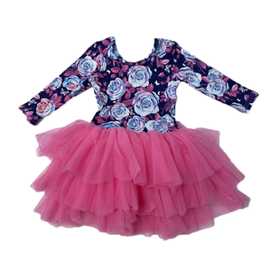 Vestido de Tul Rosa de Lujo Nuevo de Fábrica ODM Personalizado de Qingli, Vestidos de Fiesta para Niñas con Cuello en Forma de O, Vestidos de Otoño para San Valentín - Product Image 4