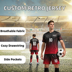 Custom <b>Retro</b> Soccer Jersey Kit Breathable Polyester <b>Football</b> Uniform Short Sleeve Club Matchwear Summer - Product Image 2