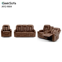Ensemble de canapés inclinables manuels en cuir moderne Geeksofa 3 2 1 avec console pour salon