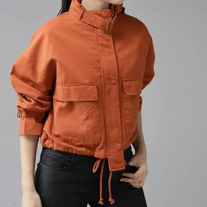 2022 Spring/Summer women's windbreaker jackets Women Rust Orange Solid Boxy Tailored Jacket