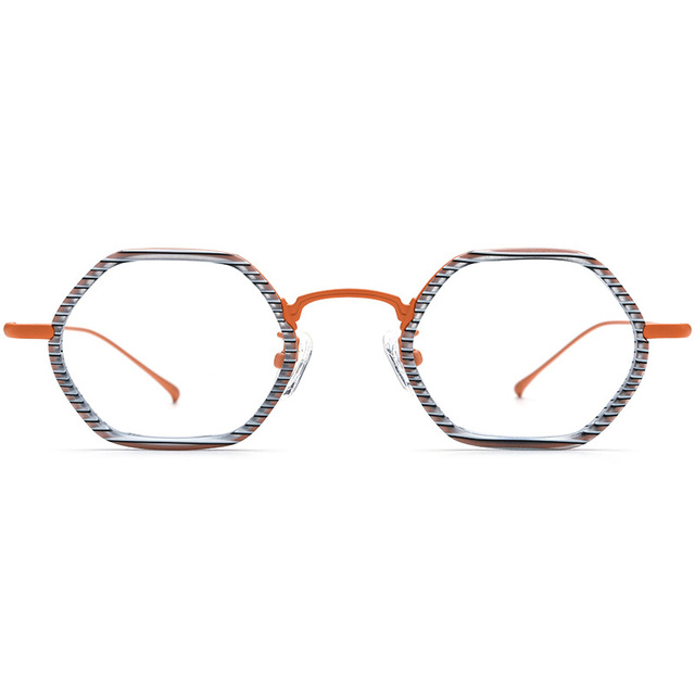 Lamination Acetate Pure Titanium Polygon Glasses Frame Men and Women with the Same Glasses