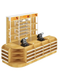Mostrador de barra pequeño elegante y moderno Diseño de esquina de madera simple para tienda de conveniencia y supermercado Comodidad de pago - Product Image 1