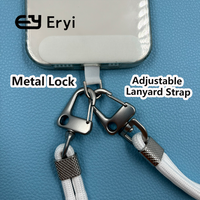 Lanière de téléphone portable personnalisée en polyester tressé, durable, tendance, détachable, lavable, avec porte-clés, logo personnalisé