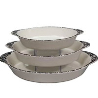 Panci Kaserol Keramik Tekstur Timbul Multiwarna Tahan Panas dengan Pegangan Ganda untuk Memasak di Oven, Memanggang, dan Membuat Hidangan Penutup.