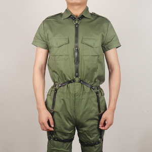 Arnés de cuero sintético negro para hombre con tirantes, correa de hombro, arnés de pecho y cinturón de cadena ajustable, estilo punk <span class=keywords><strong>gay</strong></span> para discoteca/disfraz - Product Image 6