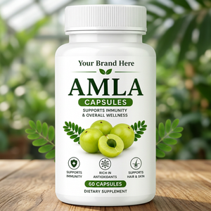 Cápsulas de Amla de Marca Privada, Suplemento Dietético Herbal Vegano, Antioxidante Natural, OEM ODM - Product Image 1