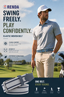 Cinturón de Golf Elástico de Doble Capa Personalizado para Hombre, Cinturón Deportivo Informal Ajustable con Hebilla de Metal