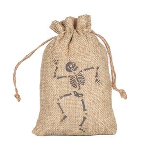 Wholesale Customizable Halloween Pumpkin <b>Lights</b> Gift Jute Bag with <b>Rope</b> Handle for Party Candy Storage - Product Image 3