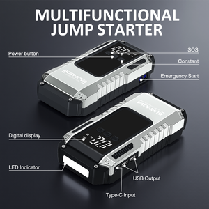 Avviatore di Emergenza per Auto e Moto, Power Bank <span class=keywords><strong>12V</strong></span> al <span class=keywords><strong>Litio</strong></span> con Pompa d'Aria e Gonfiatore Pneumatici, Corrente di Picco 2800A, Antiscintilla - Product Image 2