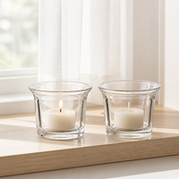 Porte-bougie en verre transparent pour la maison, 60 ml, avec rebord évasé, pour bougie chauffe-plat, récipient pour bougie parfumée faite à la main