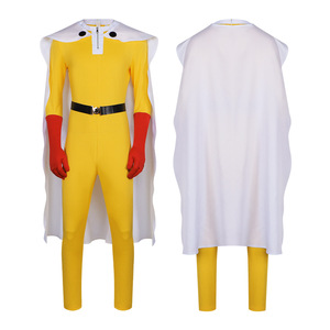 Costume de cosplay Star's Edge One Punch Man Saitama, combinaison jaune, gants rouges, cape blanche, tenue d'anime pour Halloween - Product Image 4