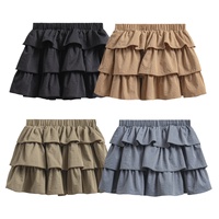 DC 2026 Cottagecore Girls Skirt 3 Layer Tiered Ruffle Skirt Solid Color A-Line Kids Fashion Wholesale OEM ODM