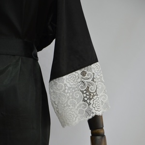 Vendita Calda: Lussuoso Kimono in Raso di Seta Morbido e Liscio per Sposa e Damigelle, con Bordo in Pizzo da 14 cm, <span class=keywords><strong>Vestaglia</strong></span> da Matrimonio - Product Image 5