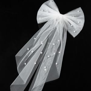 Fancyday Nouvelle Arrivée Voile de <span class=keywords><strong>Mariée</strong></span> <span class=keywords><strong>Court</strong></span> en Tulle Doux avec Nœud et Perles, Populaire <span class=keywords><strong>Accessoire</strong></span> <span class=keywords><strong>Cheveux</strong></span> pour Femmes - Product Image 4