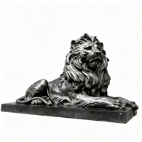 Sculpture de lion en bronze, statue allongée, base réaliste, figurine animale polie, taille et couleur personnalisées, décoration extérieure, maison, bureau
