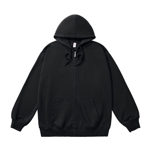 Sudadera con capucha y cremallera completa para hombre, con logotipo personalizado, estampado en relieve, 360GSM, algodón grueso, impresión completa, para marcas de ropa. - Product Image 2