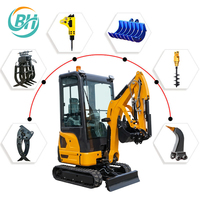 Mini-excavatrice de 1 à 2 tonnes, type chenille, équipement de construction avec moteur, pompe, boîte de vitesses, engrenages à haute efficacité